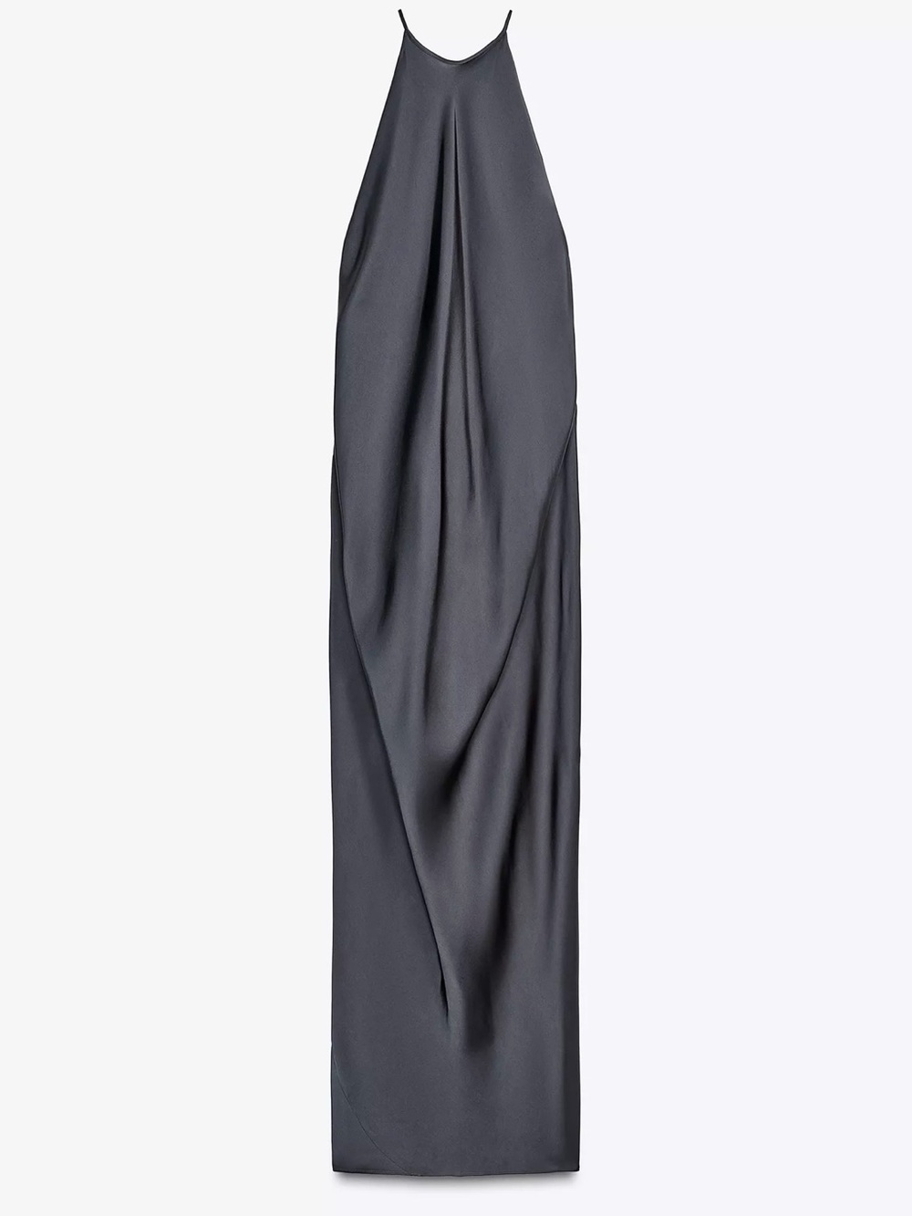 Zara Charcoal Satin Maxi Slip Skirt